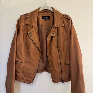 CoffeeShop Women's Brown Faux Leather Jacket